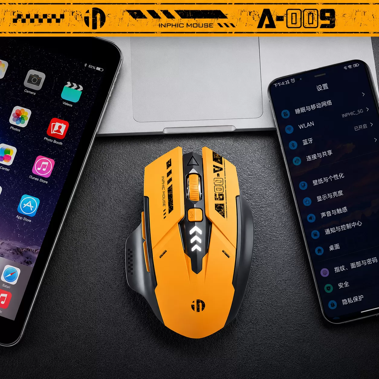 Chuột không dây Bluetooth và 2.4Ghz inphic® A9 Bumblebee V2
