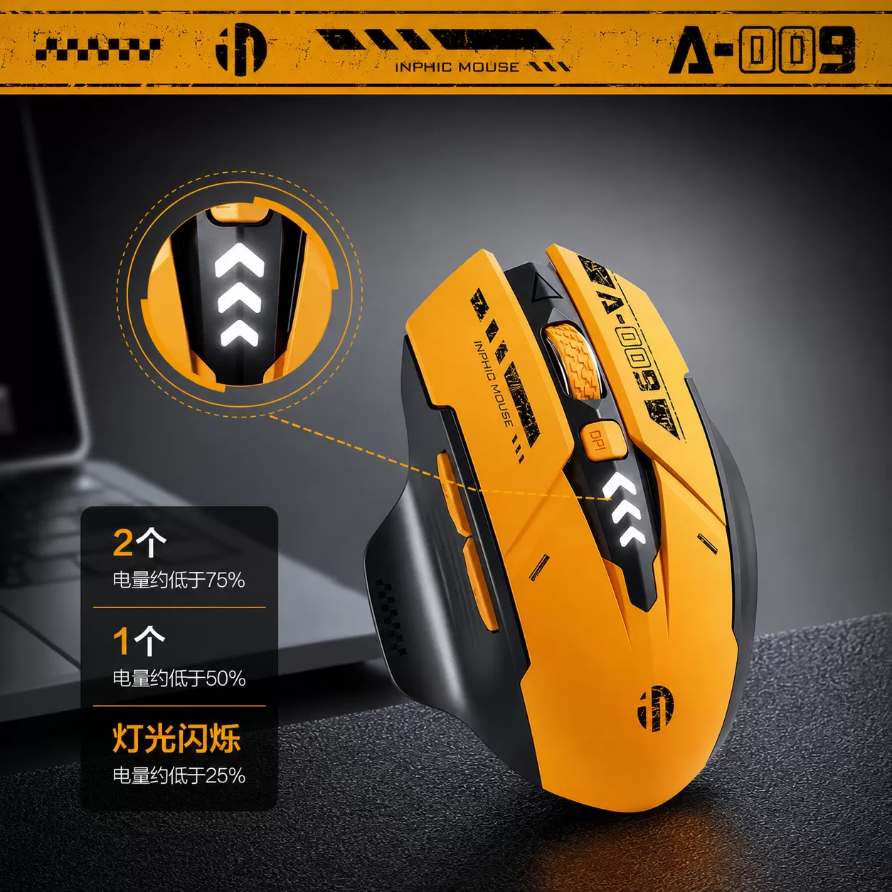 Chuột không dây Bluetooth và 2.4Ghz inphic® A9 Bumblebee V2