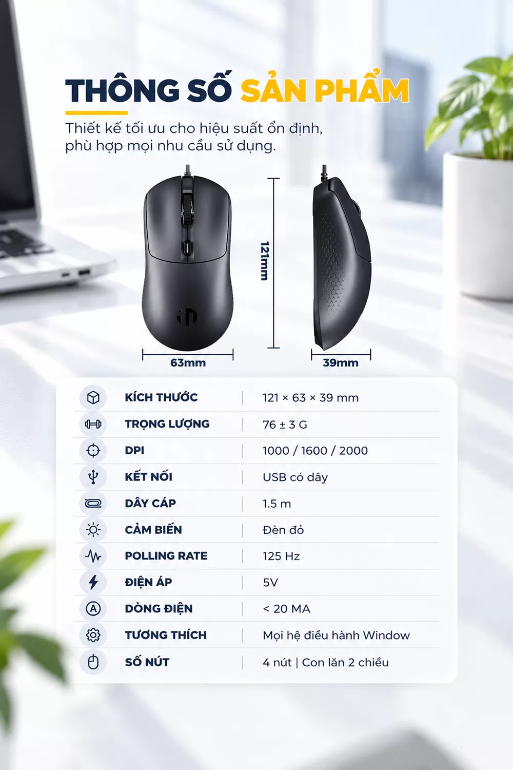 Chuột chơi game có dây inphic® B5