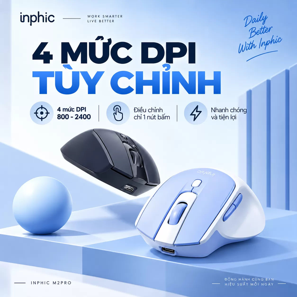 4 mức DPI tùy chỉnh – Linh hoạt theo từng nhu cầu