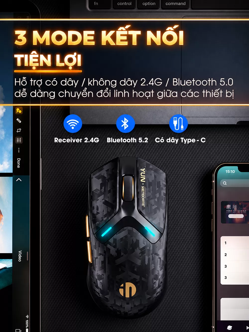Chuột chơi game không dây inphic® YUN