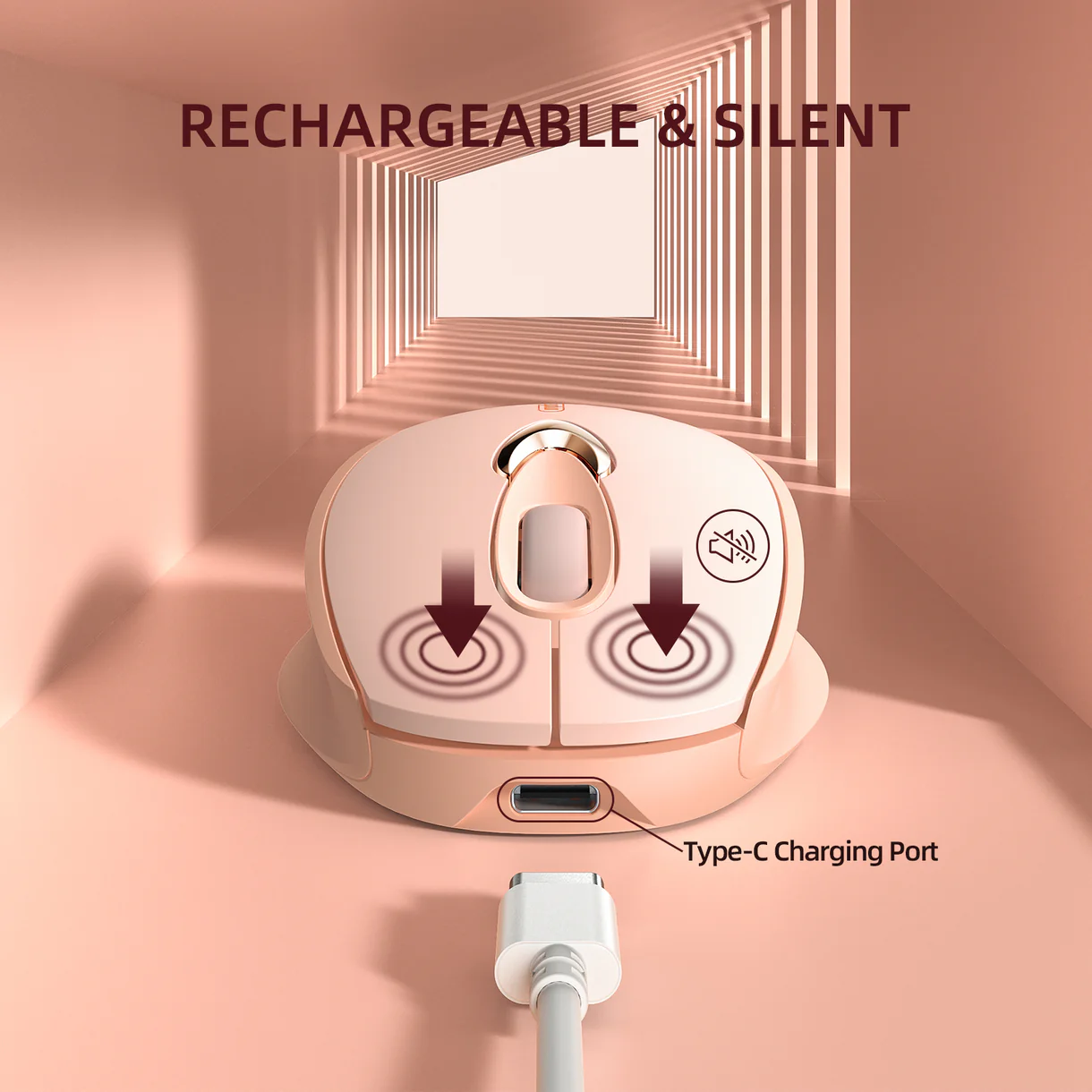 Chuột không dây inphic® M8 2.4G với chức năng nhấn im lặng.