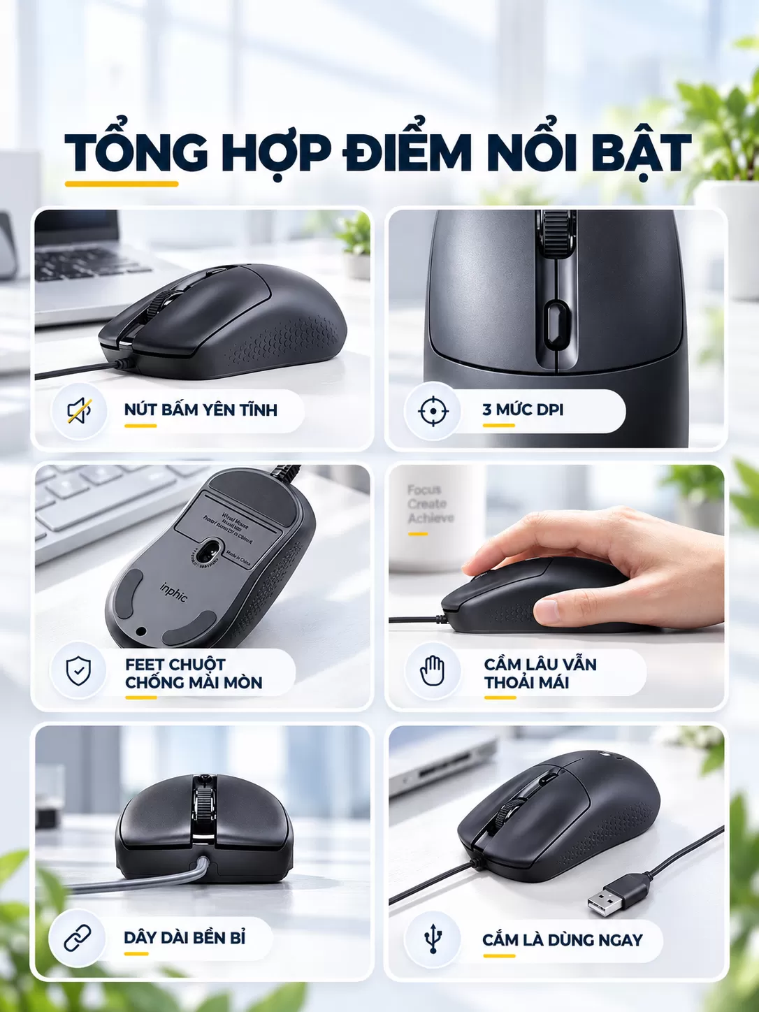 Chuột chơi game có dây inphic® B5
