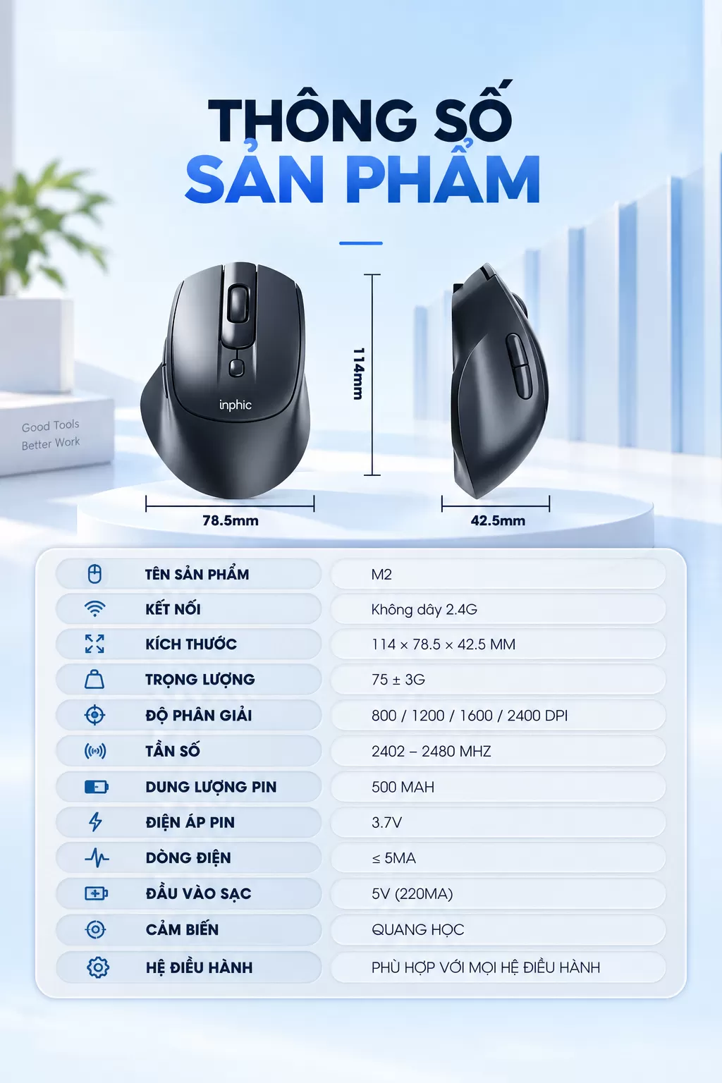 Chuột chơi game không dây inphic® M2Pro