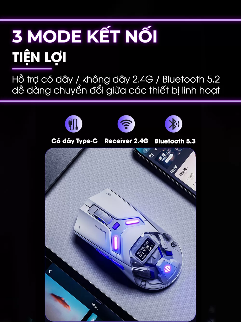 Chuột chơi game không dây inphic® ZHEN