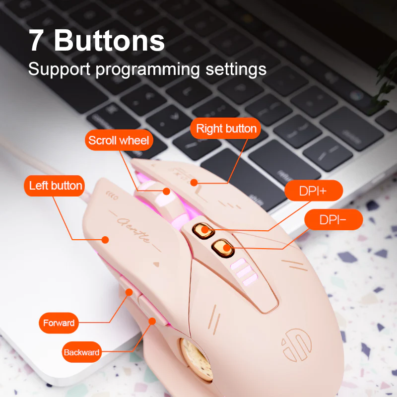 Chuột chơi game có dây inphic® W8 Version II RGB Light